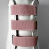 Adidasi dama casual albi cu roz, inchidere cu elastic, 8901 